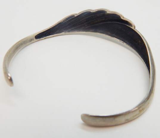 Artisan Sterling Silver Modernist Rippled Cuff Bracelet 16.2g image number 4
