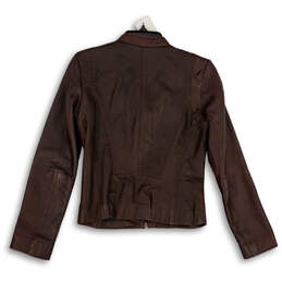Womens Brown Long Sleeve Pockets Full Zip Motorcycle Jacket Size XS alternative image