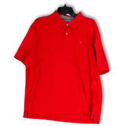 Mens Red Short Sleeve Spread Collar Regular Fit Polo Shirt Size X-Large