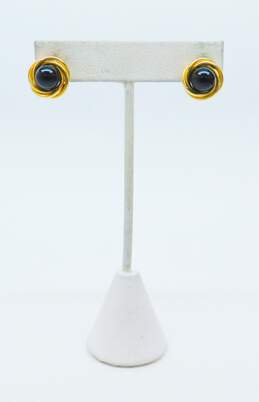 Elegant 14k Yellow Gold Framed Onyx Stud Earrings 4.0g