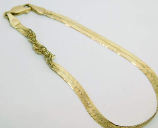 14K Gold Herringbone Chain Bracelet For Repair 2.4g image number 3
