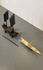 Lot of 2 Asian Miniature Fishing Boats Missing Parts Sculpture Vintage image number 3