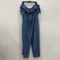 Loft Womens Blue Denim Ruffle Off-Shoulder One-Piece Jumpsuit Dress Size XXL image number 1