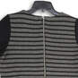 Womens Black Gray Striped Eyelet Round Neck Back Zip Tunic Blouse Top Sz 10 image number 4
