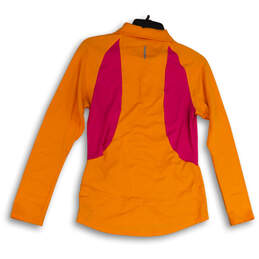 Womens Orange Pink Long Sleeve Mock Neck 1/4 Zip Pullover T-Shirt Size S alternative image