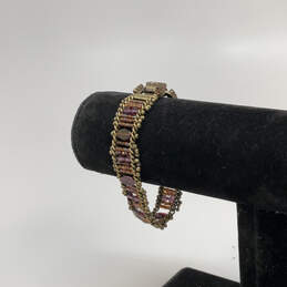 Designer Sorrelli Gold-Tone Crystal Cut Stone Modern Beaded Chain Bracelet