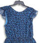 Womens Black Blue Animal Print V-Neck Pullover A-Line Dress Size Medium image number 4