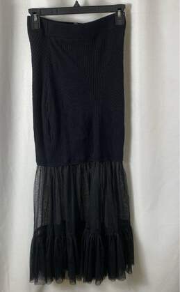 NWT Anthropologie Womens Black Elastic Waist Ruffle Maxi Skirt Size Small alternative image