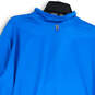 Mens Blue Long Sleeve Mock Neck 3/4 Zip Pullover Activewear Jacket Size 2X image number 4