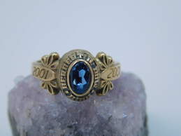 Vintage 10K Yellow Gold Blue Spinel 2001 Herbert H. Dow H.S. Class Ring 2.9g