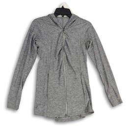 Womens Gray Space Dye Long Sleeve Hooded Full-Zip Jacket Size Small
