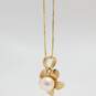 14K Yellow Gold Floral Pearl Pendant Necklace 3.1g image number 1