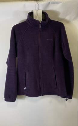 Columbia Womens Purple Fleece Long Sleeve Pockets Mock Neck Full Zip Jacket Sz L