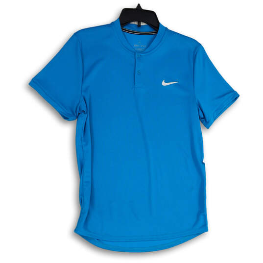 Mens Blue Dri-Fit Henley Neck Short Sleeve T-Shirt Size Medium image number 1