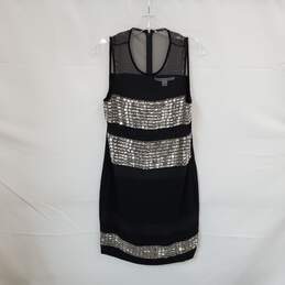 Diane Von Furstenberg Black Lined Embellished Sheath Dress WM Size 4