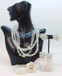 Vintage Silver Tone Aurora Borealis Crystal Costume Jewelry 172.8g