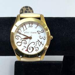 Designer Betsey Johnson Gold-Tone Stainless Steel Arabic Analog Wristwatch