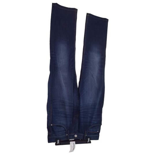 Womens Blue Five Pockets Flat Front Button Straight Leg Jeans Size Large image number 3