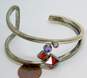 Lilly Barrack 925 Purple & Red Faceted Glass Cluster Split Asymmetric Cuff Bracelet 36.4g image number 6