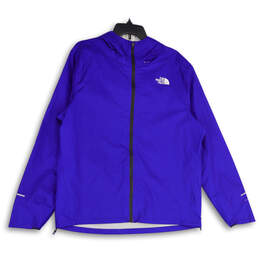 Mens Purple Long Sleeve Hooded Full-Zip Windbreaker Jacket Size Large