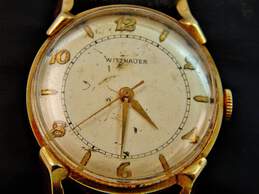 Men's Vintage Wittnauer 14K Yellow Gold Case 17 Jewels Leather Wrist Watch 30.0g alternative image