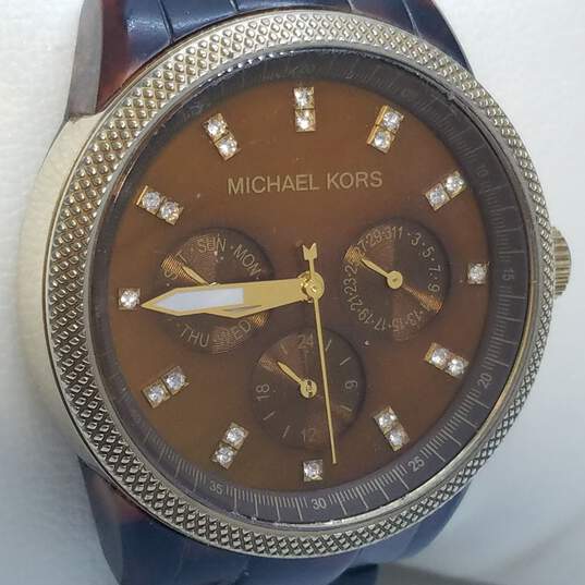 Michael Kors MK-5038 37mm Tortoise Design Analog Multi-Dial Watch 70.0g image number 4