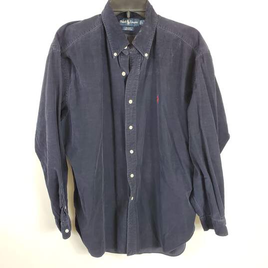 Ralph Lauren Men Blue Corduroy Button Up Shirt L image number 1