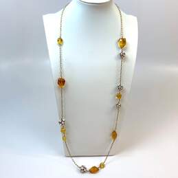 Designer J. Crew Gold-Tone Crystal Beads Rhinestone Balls Station Necklace