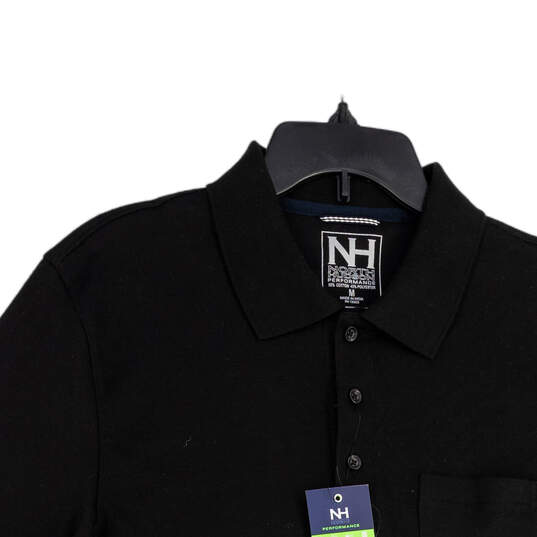NWT Mens Black Spread Collar Short Sleeve Polo Shirt Size Medium image number 3