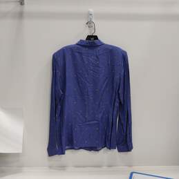 Womens Blue Floral Long Sleeve Notch Collar Button Up Shirt Size 10 alternative image