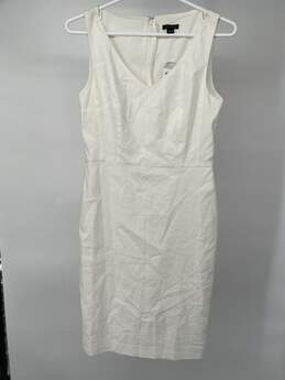 Womens Cream Sleeveless Back Zipper V Neck Sheath Dress Size 0 T-0507587-D