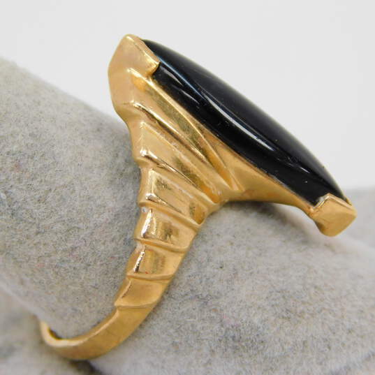 10K Gold Onyx Marquise Cabochon Stepped Band Ring For Repair 4.1g image number 4