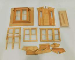 Vintage Wood Dollhouse Craft DIY Parts Pieces Windows Doors Trim Pieces Crafting