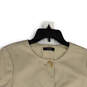 NWT Womens Tan Round Neck 3/4 Sleeve Button Front Crop Jacket Size Medium image number 3