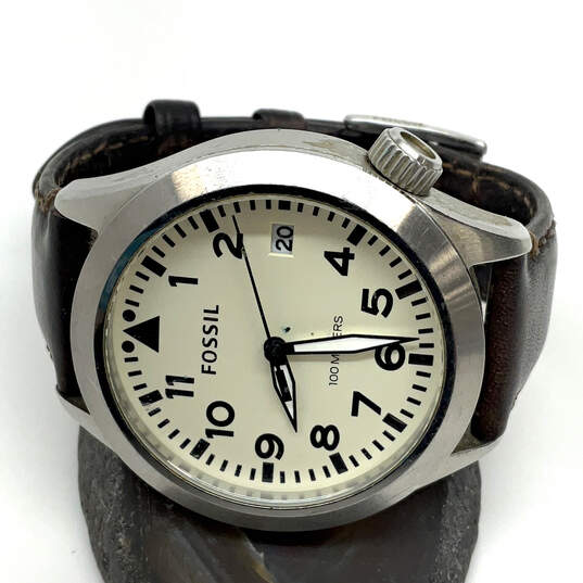 Designer Fossil Silver-Tone Dial Adjustable Strap Analog Wristwatch image number 1