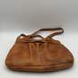 Womens Brown Pleated Leather Double Handle Inner Pockets Shoulder Bag image number 2