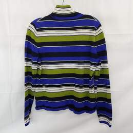 Josephine Chaus Striped Blue & Green Turtleneck Sweater Size S alternative image