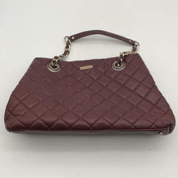 Womens Natalia Maroon Leather Chain Strap Bottom Studs Quilted Tote Bag