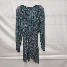 ALLSaints Nichola Plume Aqua & Black Scales Smocked Midi Dress Size L alternative image