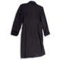 Womens Black Long Sleeve Collared Pockets Button Front Overcoat Size 6P image number 2