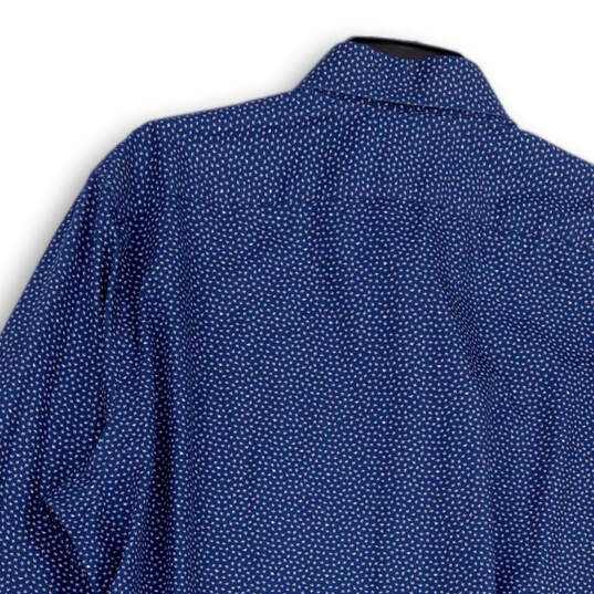 Mens Blue Abstract Long Sleeve Collared Regular Fit Button-Up Shirt Size XL image number 4