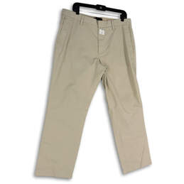 NWT Mens Beige Flat Front Slash Pocket Straight Leg Chino Pants Size 35x30