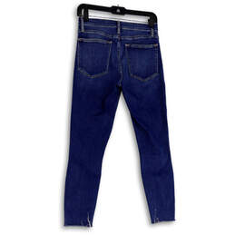Womens Blue Denim Medium Wash Distressed Raw Hem Skinny Leg Jeans Size 27 alternative image