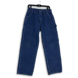 Mens Blue Denim Medium Wash Straight Leg Carpenter Pants Size 31X30