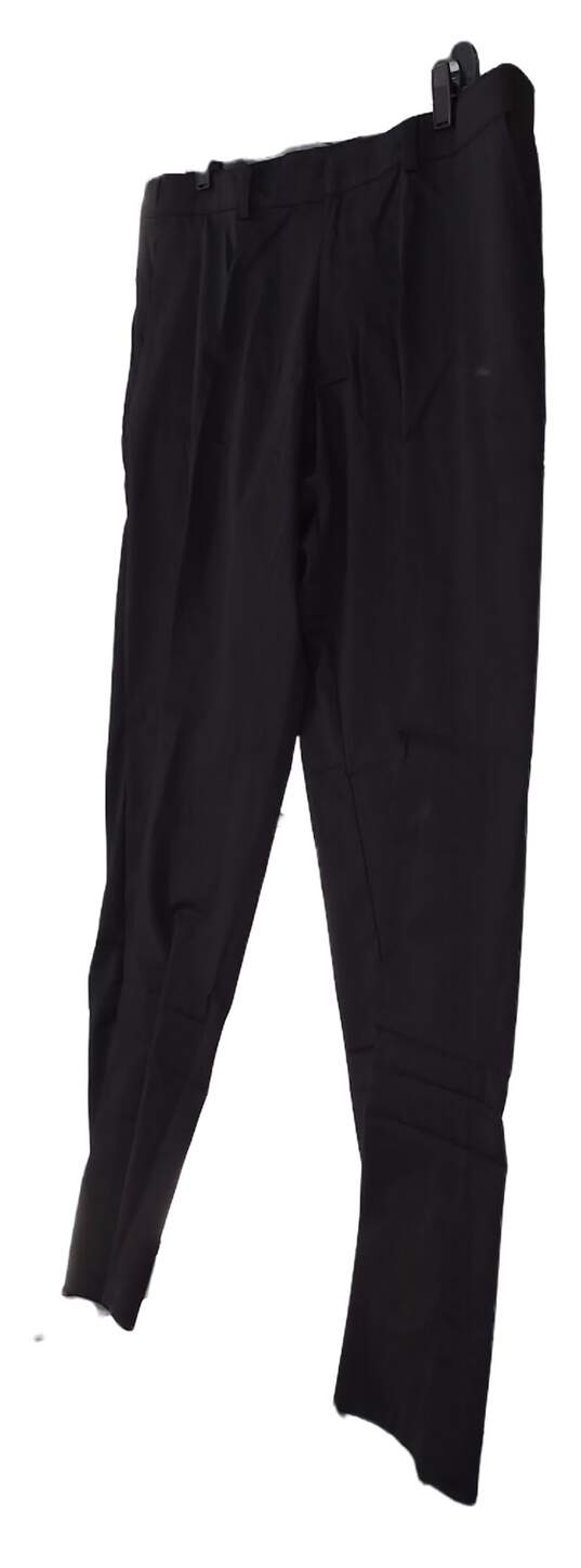 NWT Mens Black Flat Front Slash Pockets Straight Leg Dress Pants image number 2
