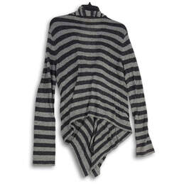 Womens Gray Striped Knitted Long Sleeve Open Front Cardigan Sweater Size M alternative image