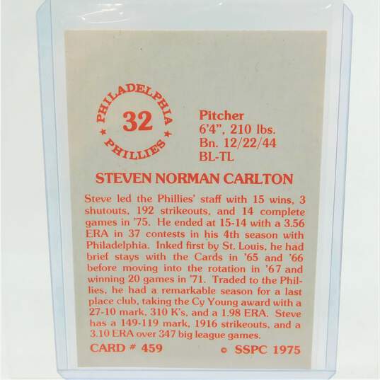 1976 HOF Steve Carlton SSPC #459 Philadelphia Phillies image number 3