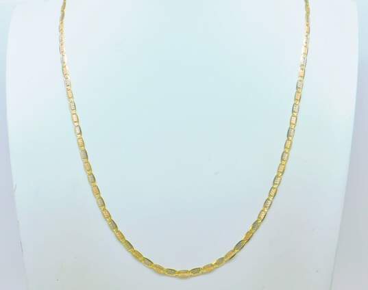 Elegant 14K Tri Color Gold Textured Anchor Chain Necklace 9.2g image number 1