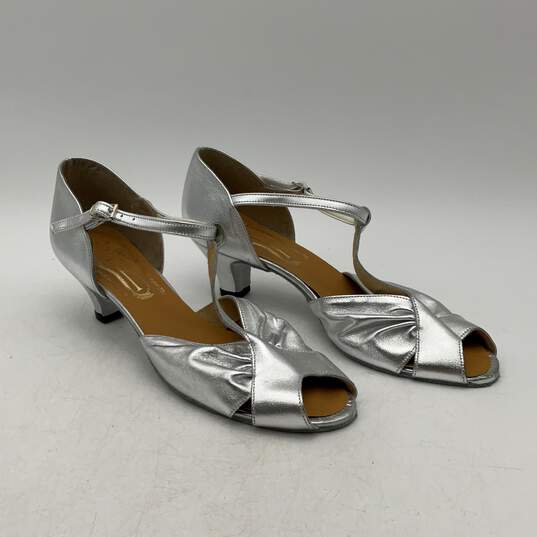 Freed Of London Womens Silver Block Heel Ankle Strap Sandals Size 6.5 M image number 1