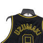 Mens Black Gold Sleeveless Embroidered Logo Basketball Jersey Size Medium image number 4